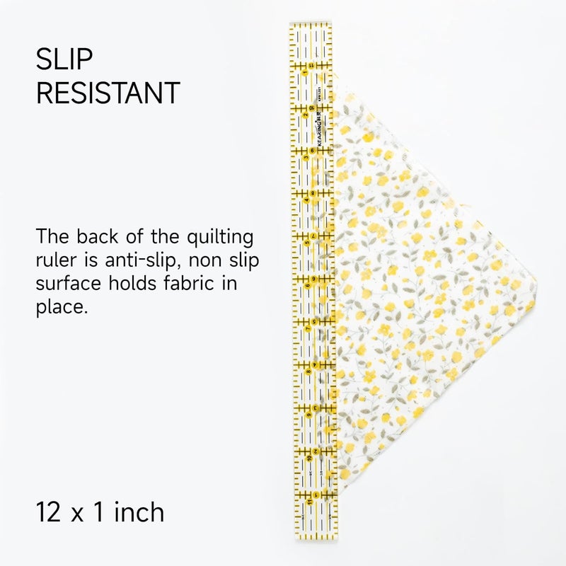 KEARING 1" x 12" Quilting Ruler, Non-Slip Acrylic Sewing Ruler for Cutting Fabric, Clear Mini Quilting Ruler for Pattern Making and Sewing Projects - Image 3